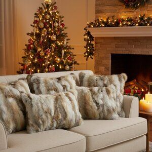 SOGA 6PC Faux Fur Luxury Pillowcase Set – 45cm & 30x50cm Decorative Pillow Cover